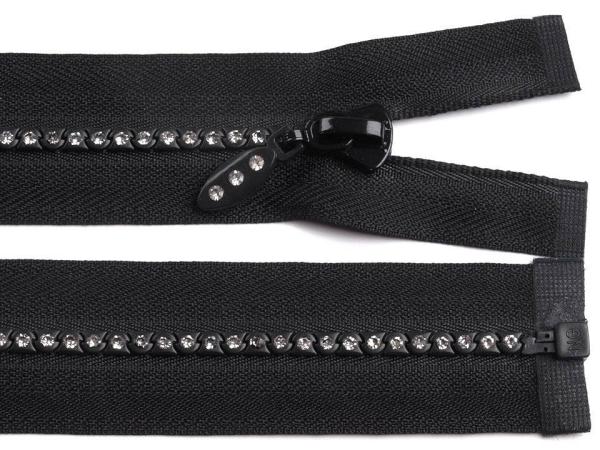 Kunststoff Reißverschluss Strass Breite 4 mm Länge 50 cm Schwarz